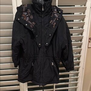 Black Ski Jacket with Hood and High Collar